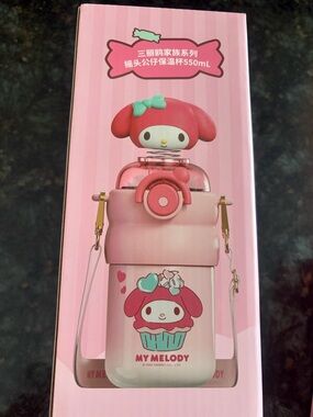 Sanrio My Melody Pink Character stainless steel Water Bottle with Strap